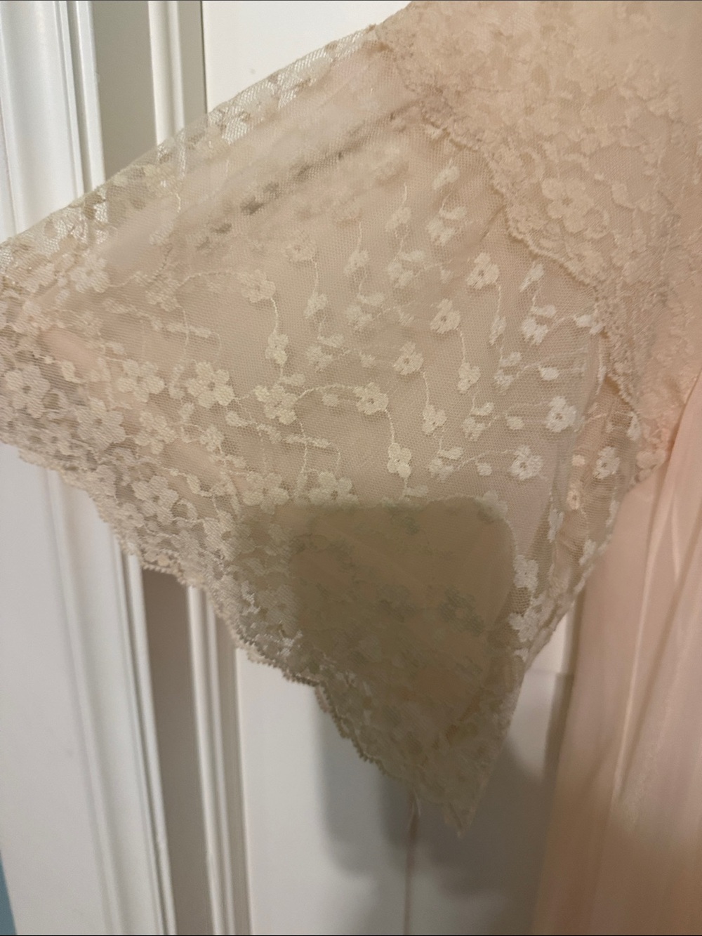 Vintage InTime Brand Sheer Lace-Trim Peach Nightgown - Women’s Intimates - Picture 5 of 7